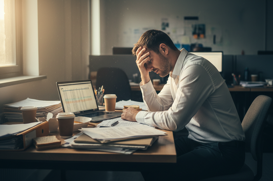 stressed man at desk